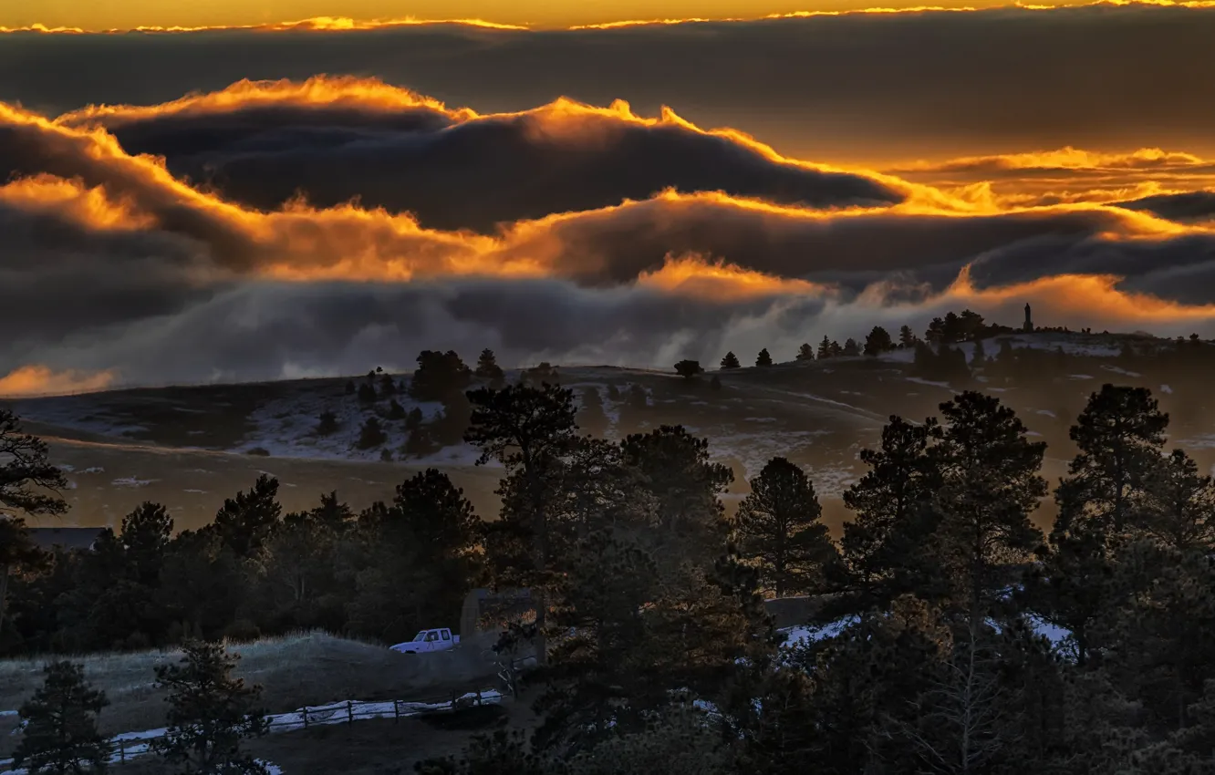 Фото обои закат, Denver, Colorado