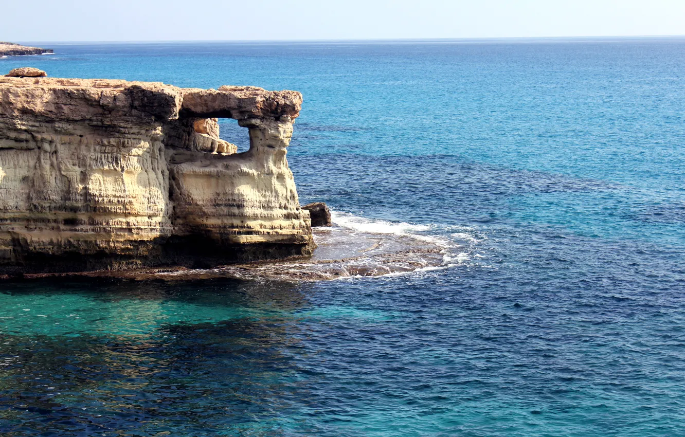 Фото обои море, лето, побережье, rock, sea, coast, Кипр, Cyprus