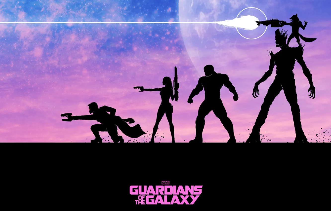 Фото обои Rocket, Стражи Галактики, Peter Quill, Star-Lord, Guardians of the Galaxy, Gamora, Groot, Drax the Destroyer