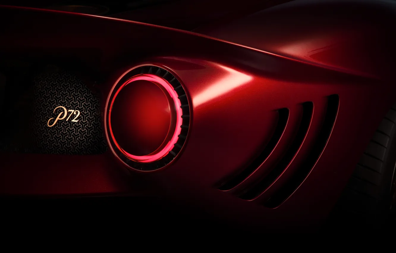 Фото обои суперкар, supercar, De Tomaso, 2019, De Tomaso P72, детали кузова, габаритные огни, De Tomaso Automobili …