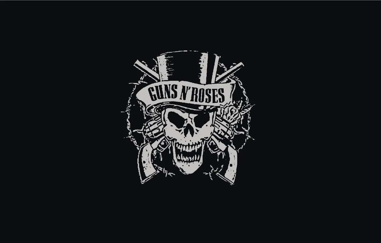 Фото обои музыка, логотип, группа, черный фон, Guns N’ Roses