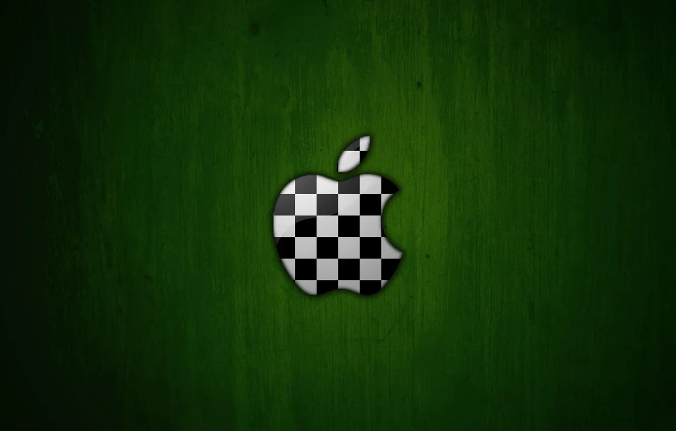 Фото обои зеленый, фон, apple, яблоко, логотип, шахматы, футбольный мяч, расцветка