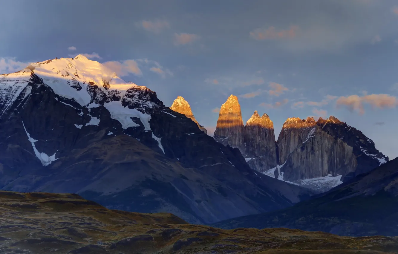 Фото обои горы, Chile, Torres Del Paine