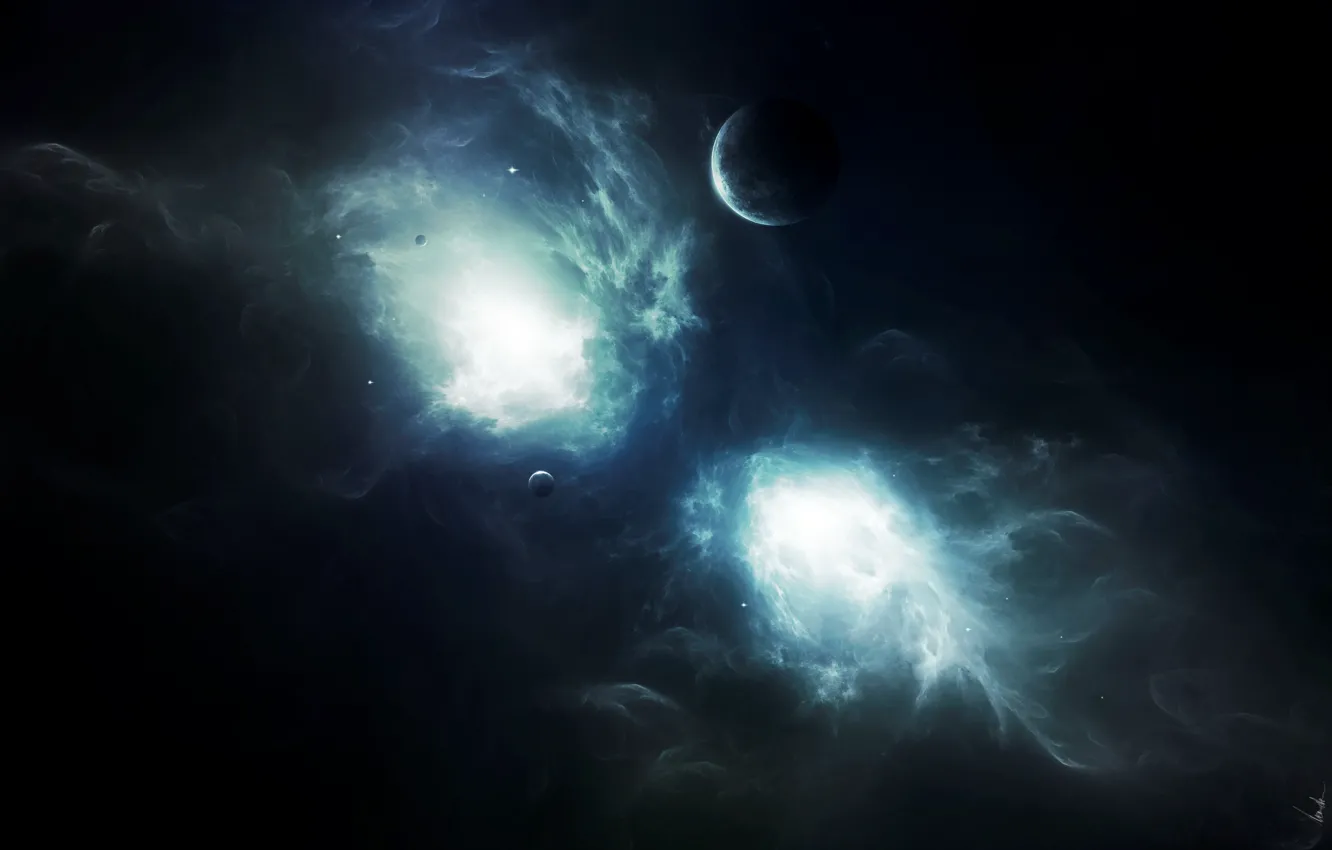 Фото обои звезды, свет, пространство, планеты, the wormhole
