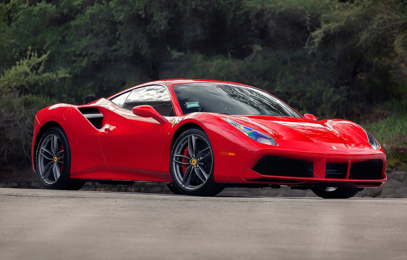 Фото обои красный, Ferrari, суперкар, sports car, Ferrari 488GTB