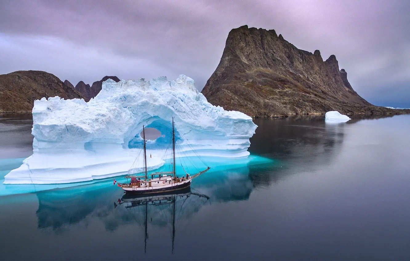 Фото обои корабль, айсберг, север, north, ship, iceberg, sailing, парусный