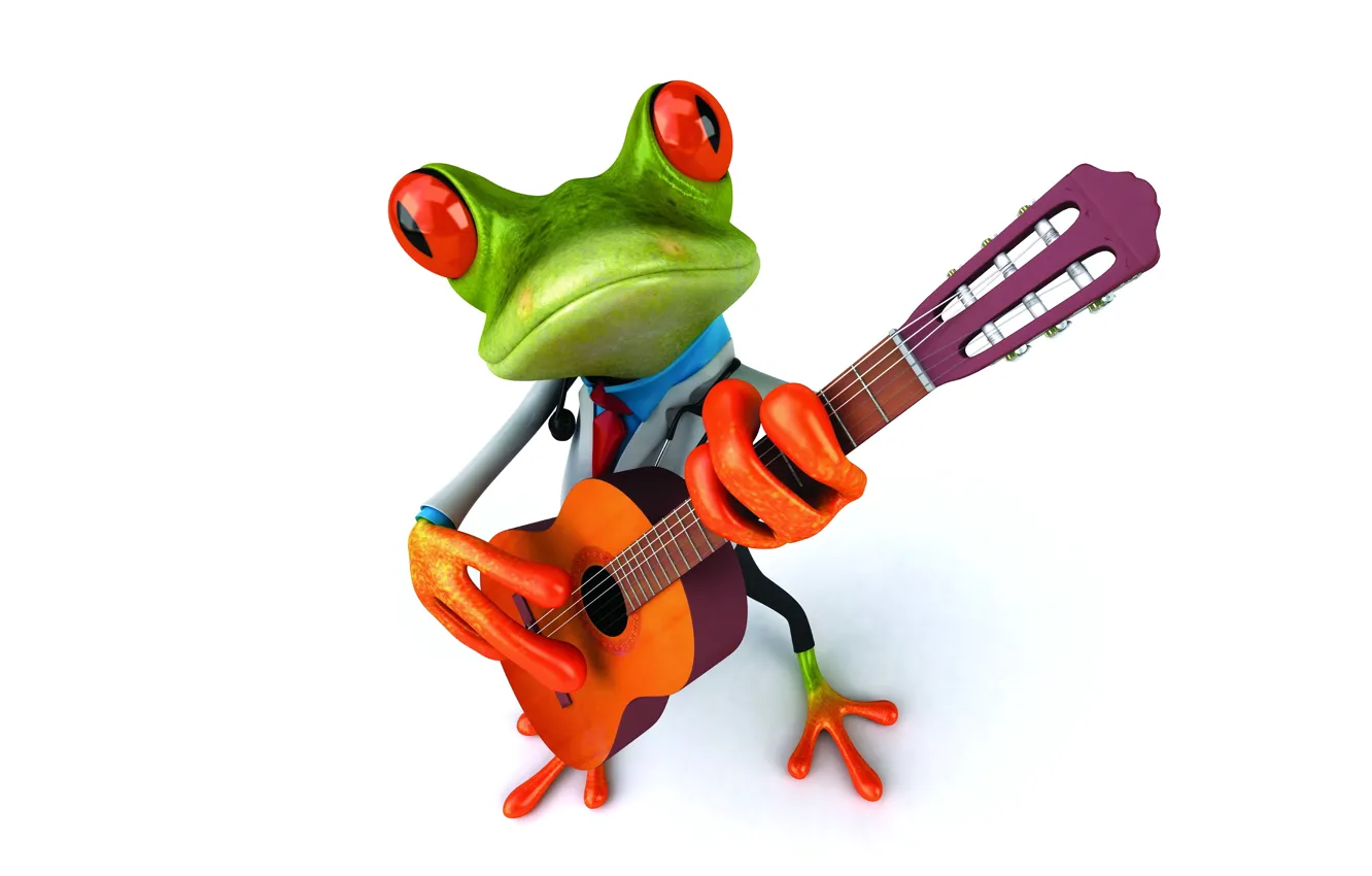 Фото обои лягушка, guitar, frog, funny