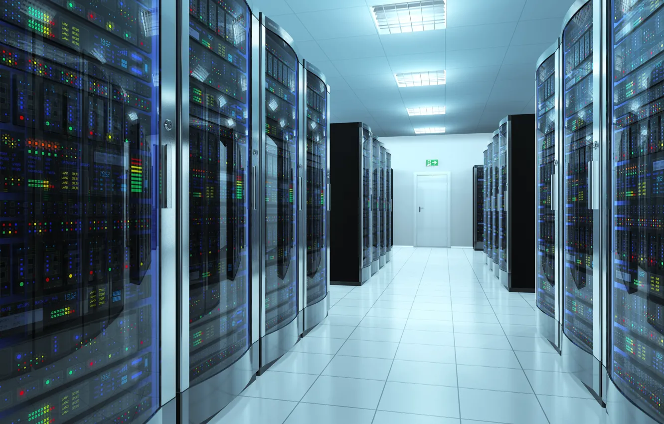 Фото обои server, corridor, storage, information, data center