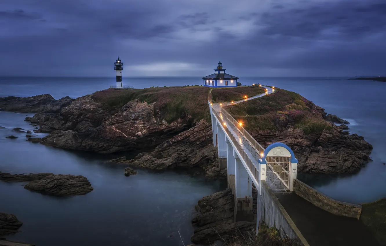 Фото обои море, маяк, Galicia, Isla Pancha