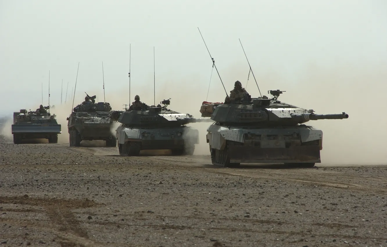 Фото обои война, техника, Германия, танк, конвой, leopard 1