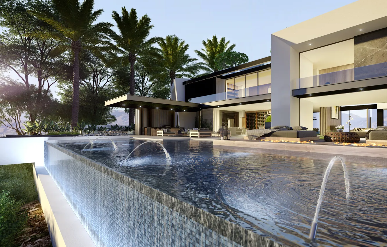 Обои вилла, бассейн, архитектура, терраса, villa Ugo, by CLR Design ...