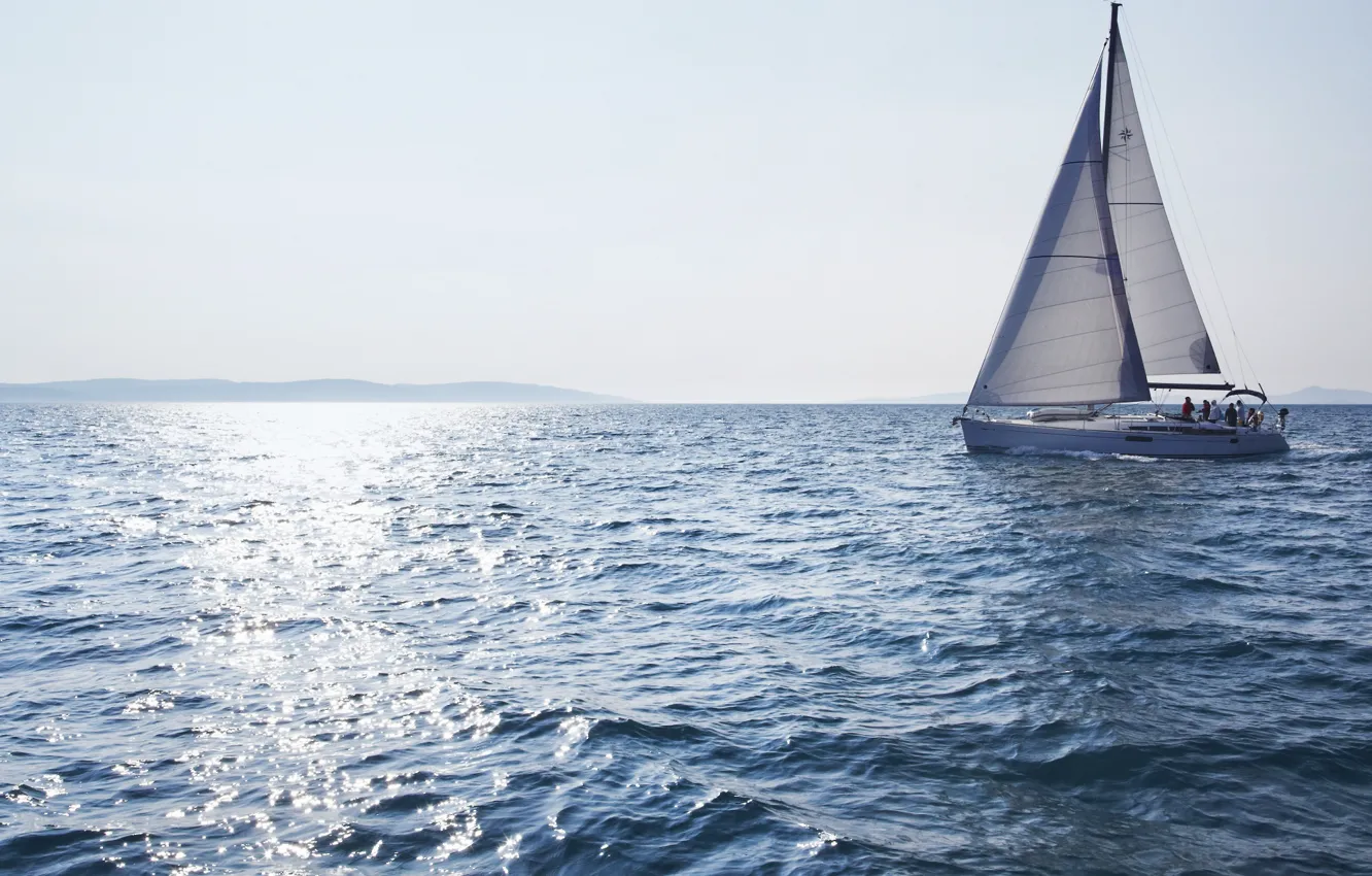 Фото обои путь, ветер, побережье, яхта, паруса, яхта в Средиземном море, yacht in the Mediterranian sea