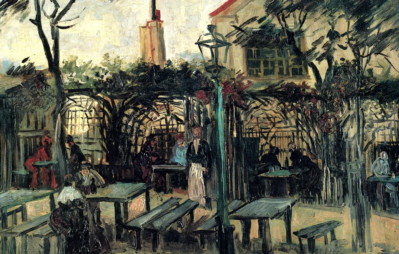 Фото обои Винсент ван Гог, La Guinguette, Terrace of a Cafe, on Montmartre