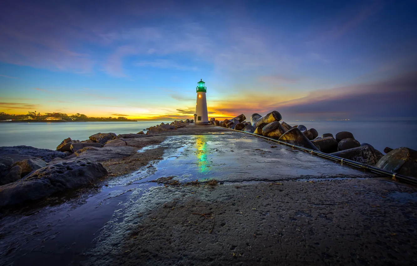 Фото обои sunrise, Santa Cruz, walton lighthouse, First Morning Lights