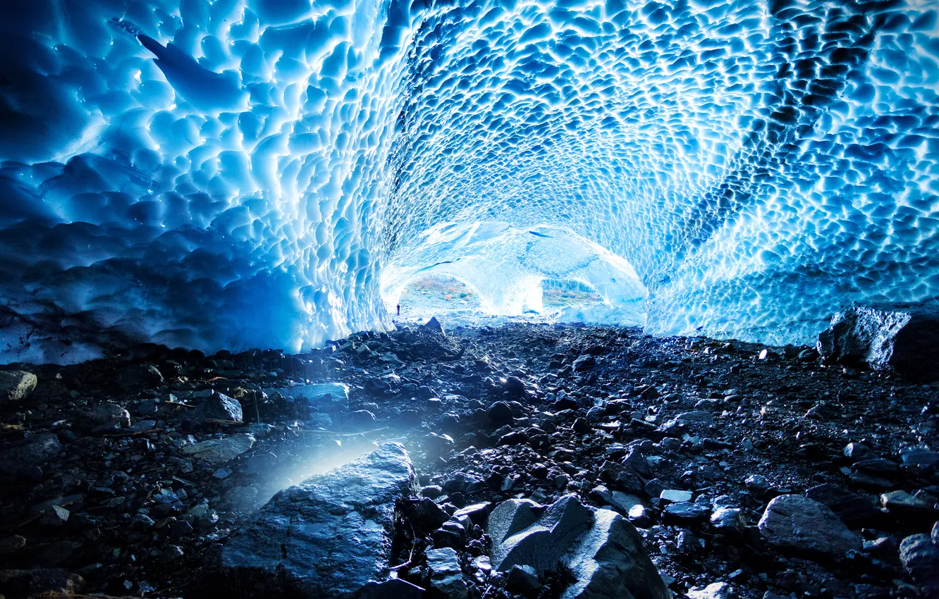 Фото обои лед, камни, пещера, свод