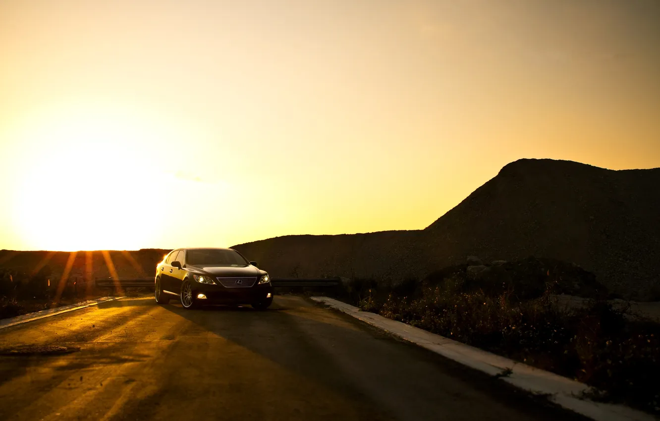 Фото обои солнце, лучи, фото, Lexus, cars, auto, LS460, wallpapers