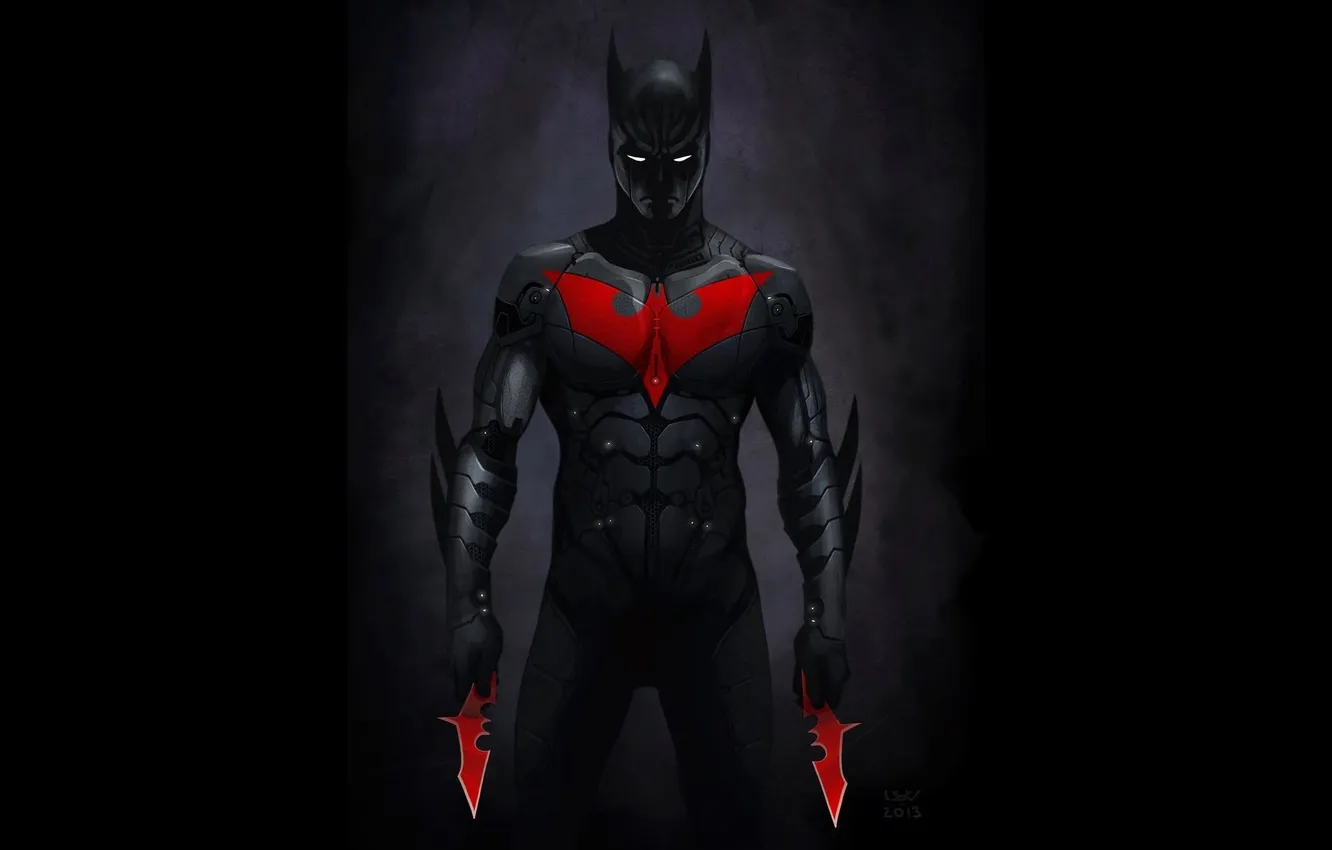 Фото обои black, супергерой, art, DC Comics, Бэтаранги, batman beyond