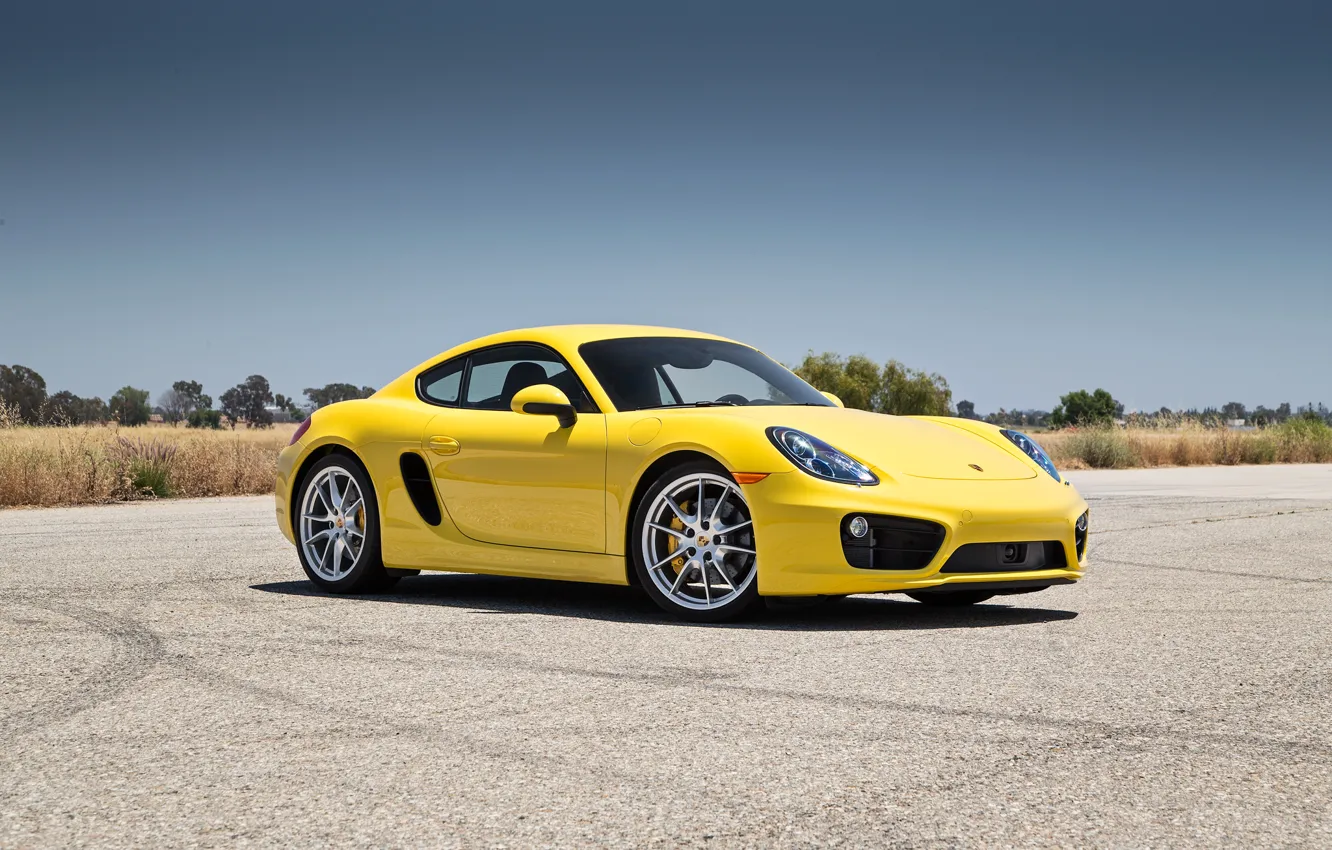 Фото обои Porsche, Cayman, yellow