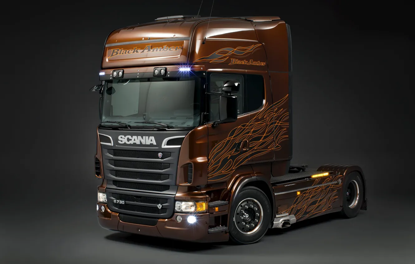 Фото обои Scania, Тягач, Скания, Black Amber, Сдельник, Scania Trucks, 730 Л.С., R730