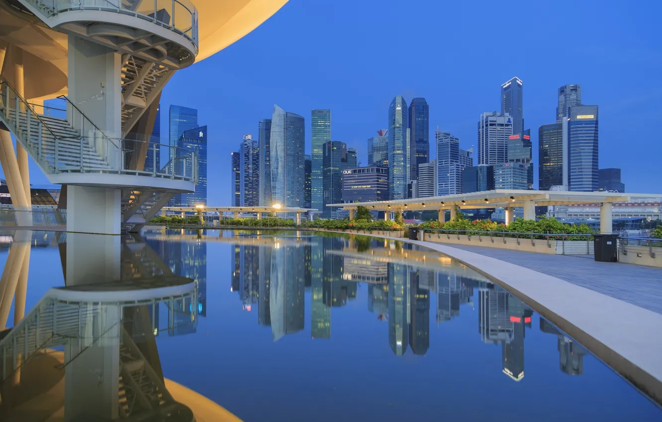 Фото обои город, здания, Сингапур, Singapore