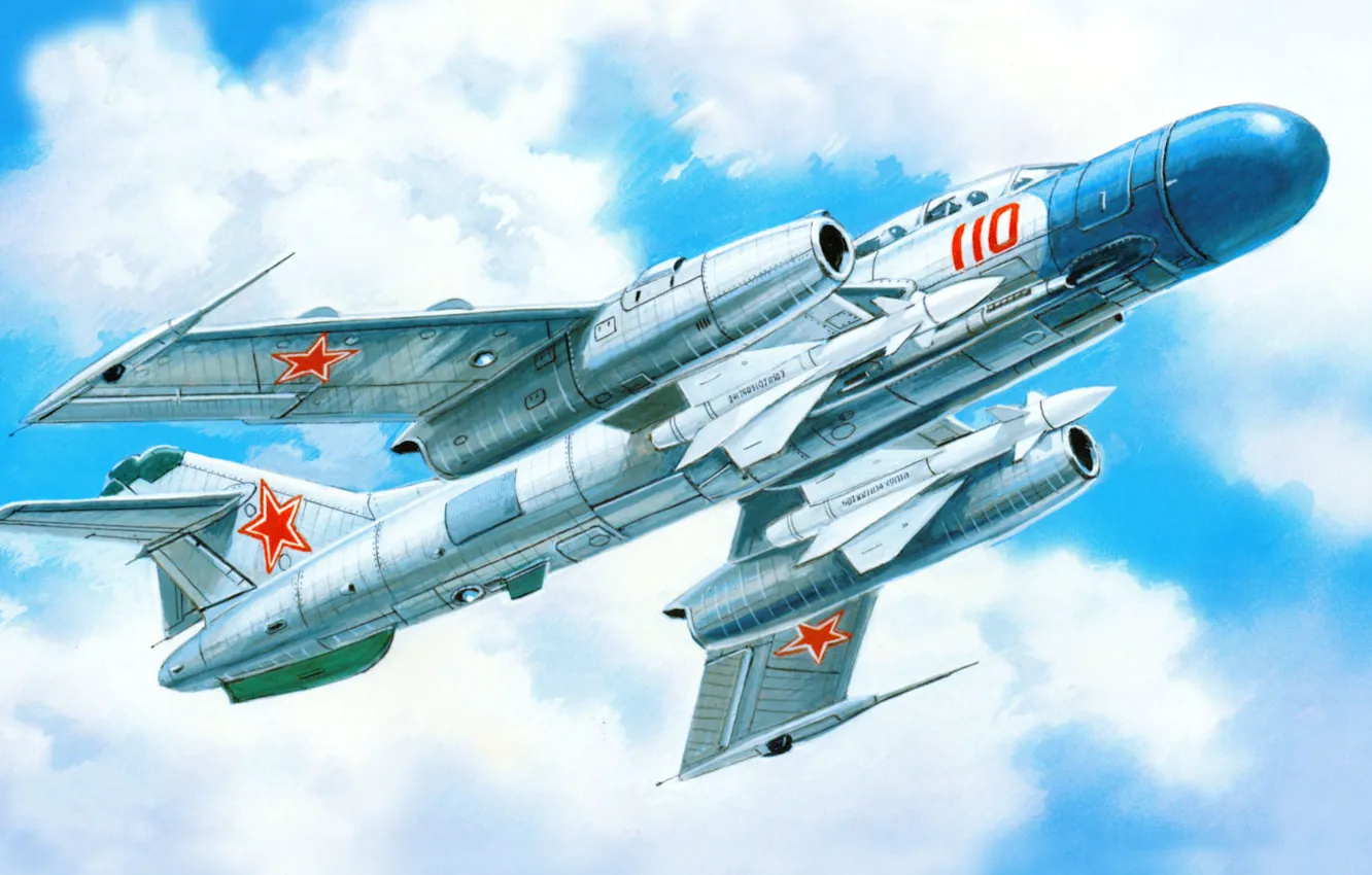 Фото обои рисунок, ОКБ Яковлева, Як-25К, РЛС РП-1У, воздух-воздух, советский двухместный истребитель-перехватчик, Изумруд-2, сигнальный огонь