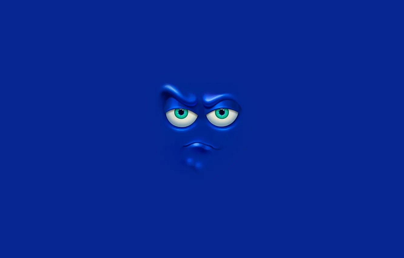 Фото обои blue, face, screen, unhappy