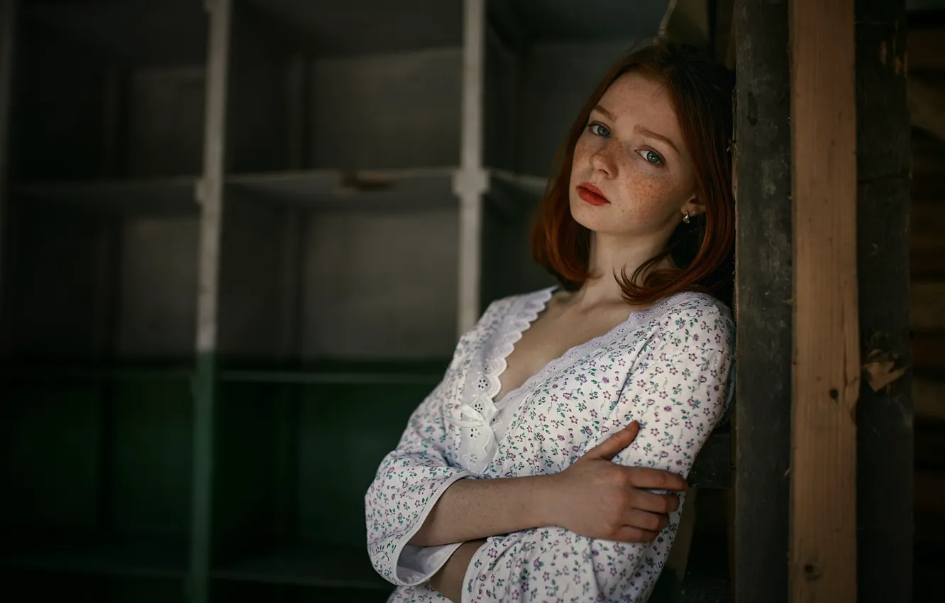 Фото обои глаза, взгляд, волосы, Девушка, рыжая, Sergey Nevzorov