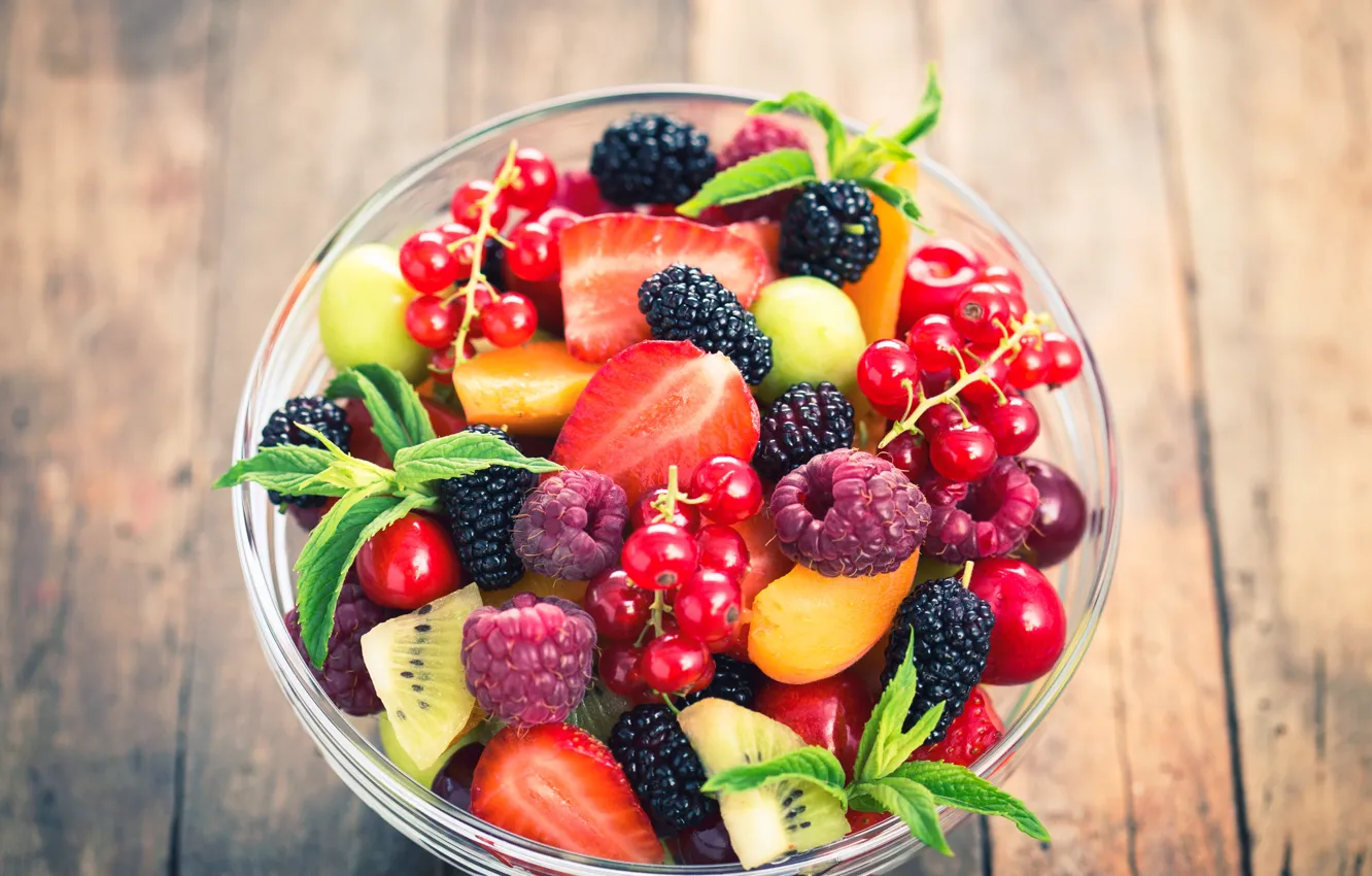 Фото обои ягоды, малина, клубника, фрукты, смородина, салат, dessert, fruit salad