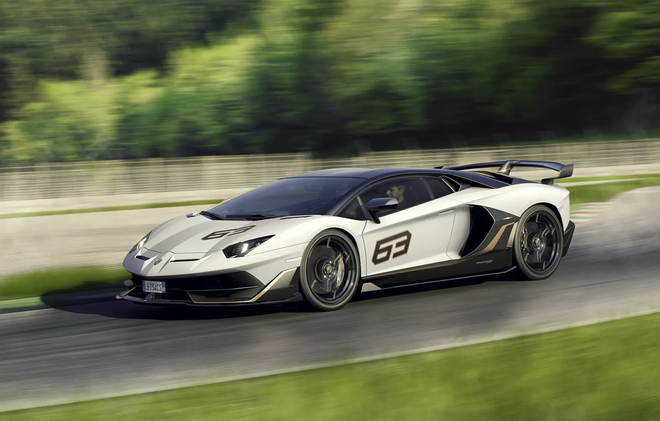 Фото обои скорость, Lamborghini, суперкар, 2018, Aventador, Aventador SVJ, SVJ 63