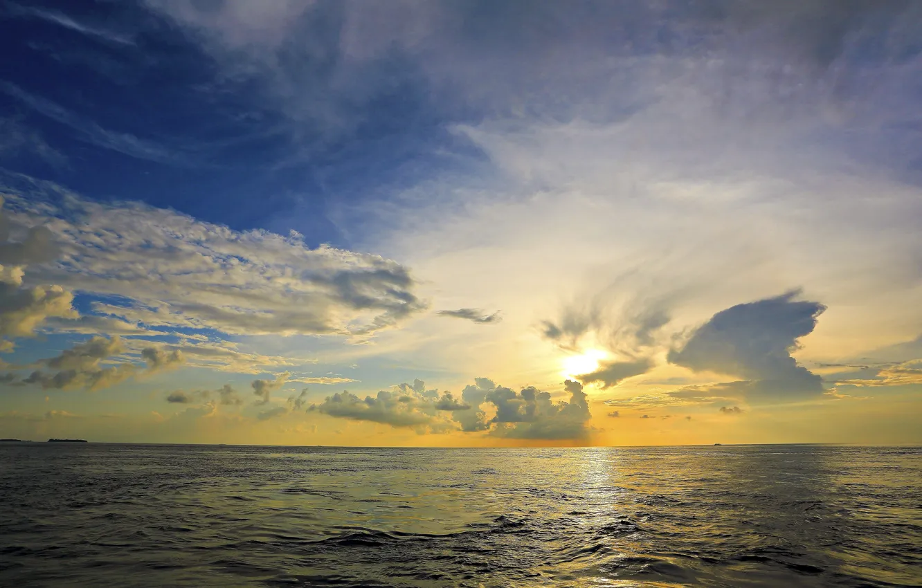 Фото обои небо, солнце, облака, Море