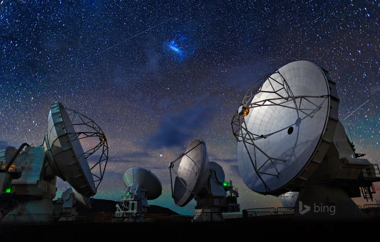 Фото обои небо, звезды, Чили, радиотелескоп, пустыня Атакама