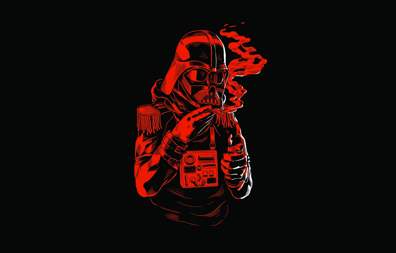 Фото обои red, black, buttons, lighter, Dark Vader, Star Wars helmet, cigariilo, fringes