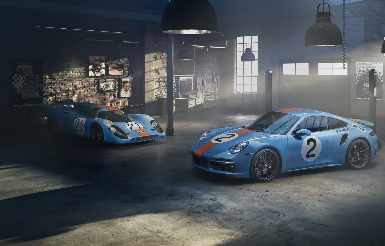 Фото обои гараж, 911, Porsche, Turbo S, Pedro Rodríguez, Porsche 911 Turbo S, 2021
