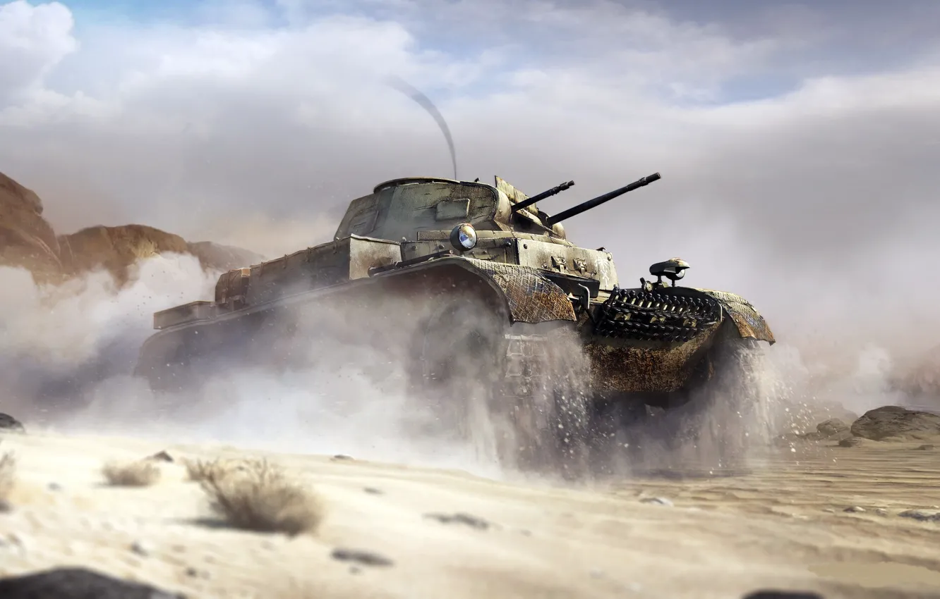 Фото обои пыль, танк, War Thunder