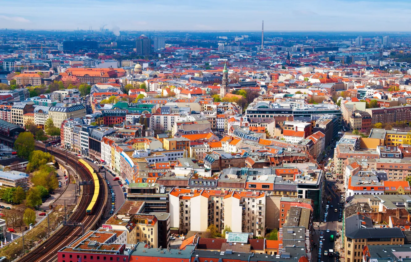 Фото обои город, фото, дома, Германия, сверху, Berlin