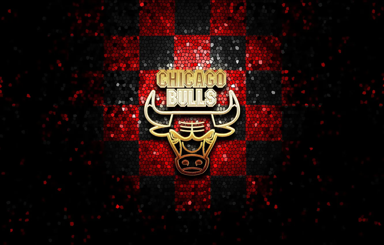 Фото обои wallpaper, sport, logo, basketball, NBA, Chicago Bulls, glitter, checkered