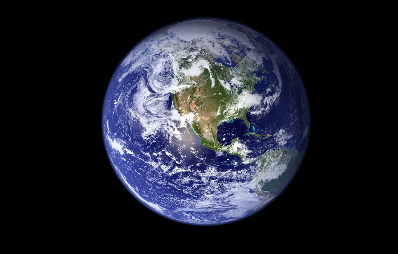 Фото обои космос, планета Земля, западное полушарие