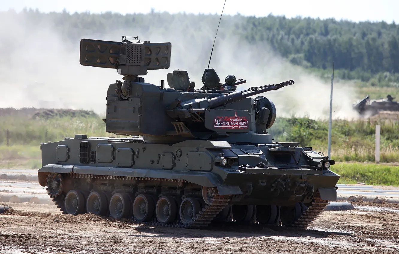 Фото обои полигон, Боевая машина, ВС России, ПВО, ЗРПК, 2С6М, Forum «ARMY 2018», combat vehicle of 2K22M …