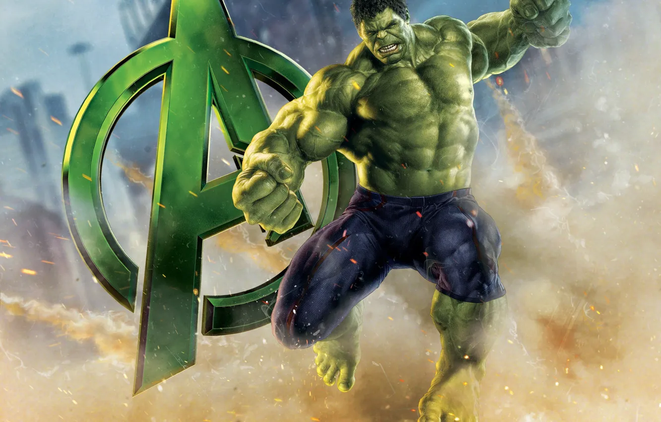 Фото обои зеленый, Халк, Hulk, мстители, avengers