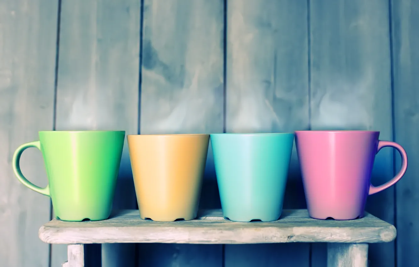 Фото обои цвета, чашки, радуги