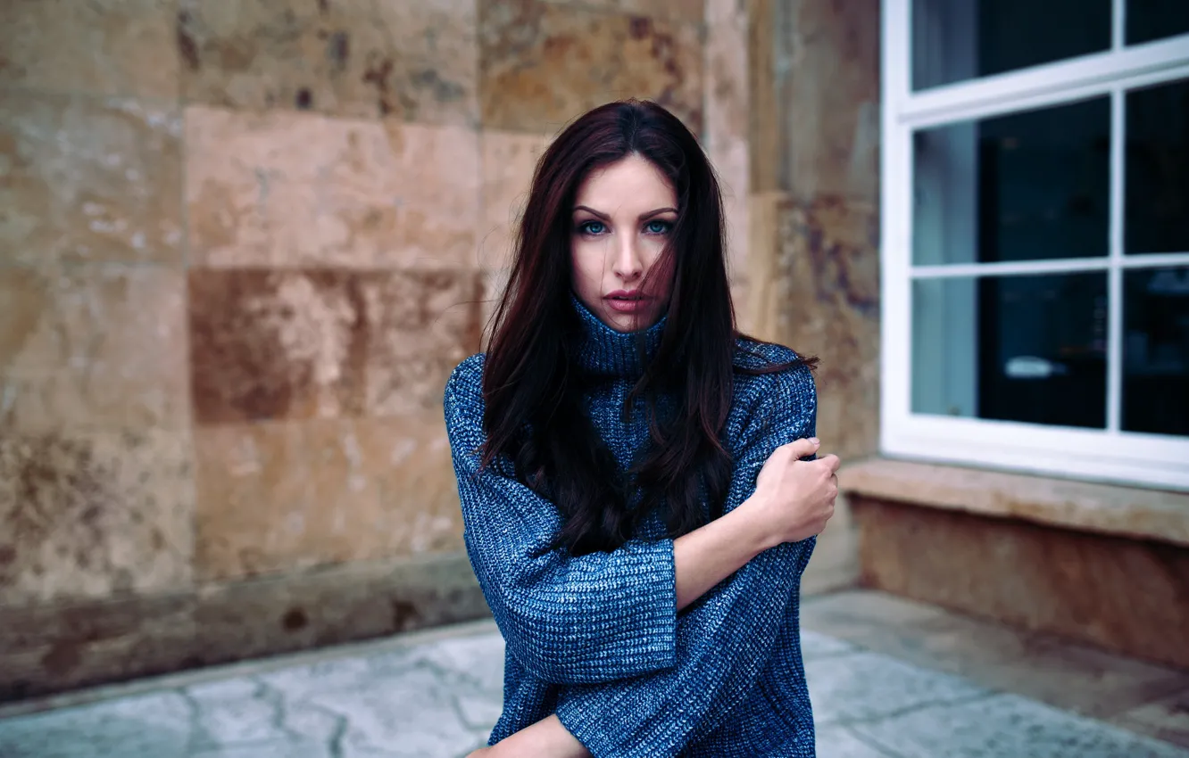 Фото обои девушка, портрет, свитер, Ines Estelle