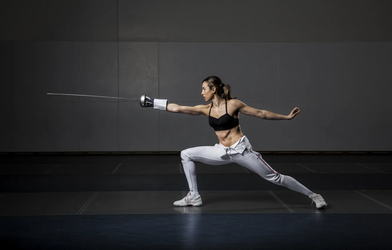 Фото обои woman, training, fencing