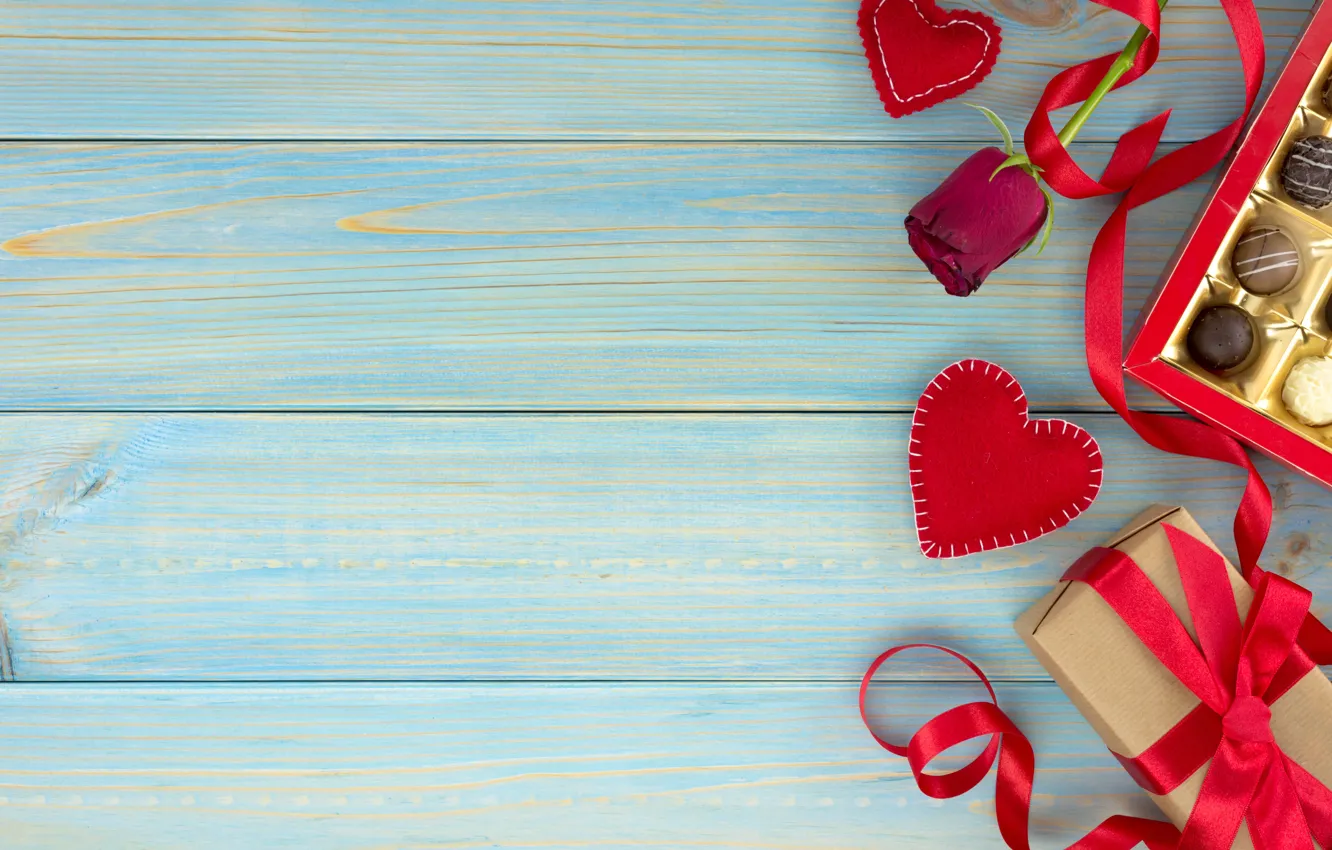 Фото обои подарок, шоколад, розы, конфеты, сердечки, красные, red, love