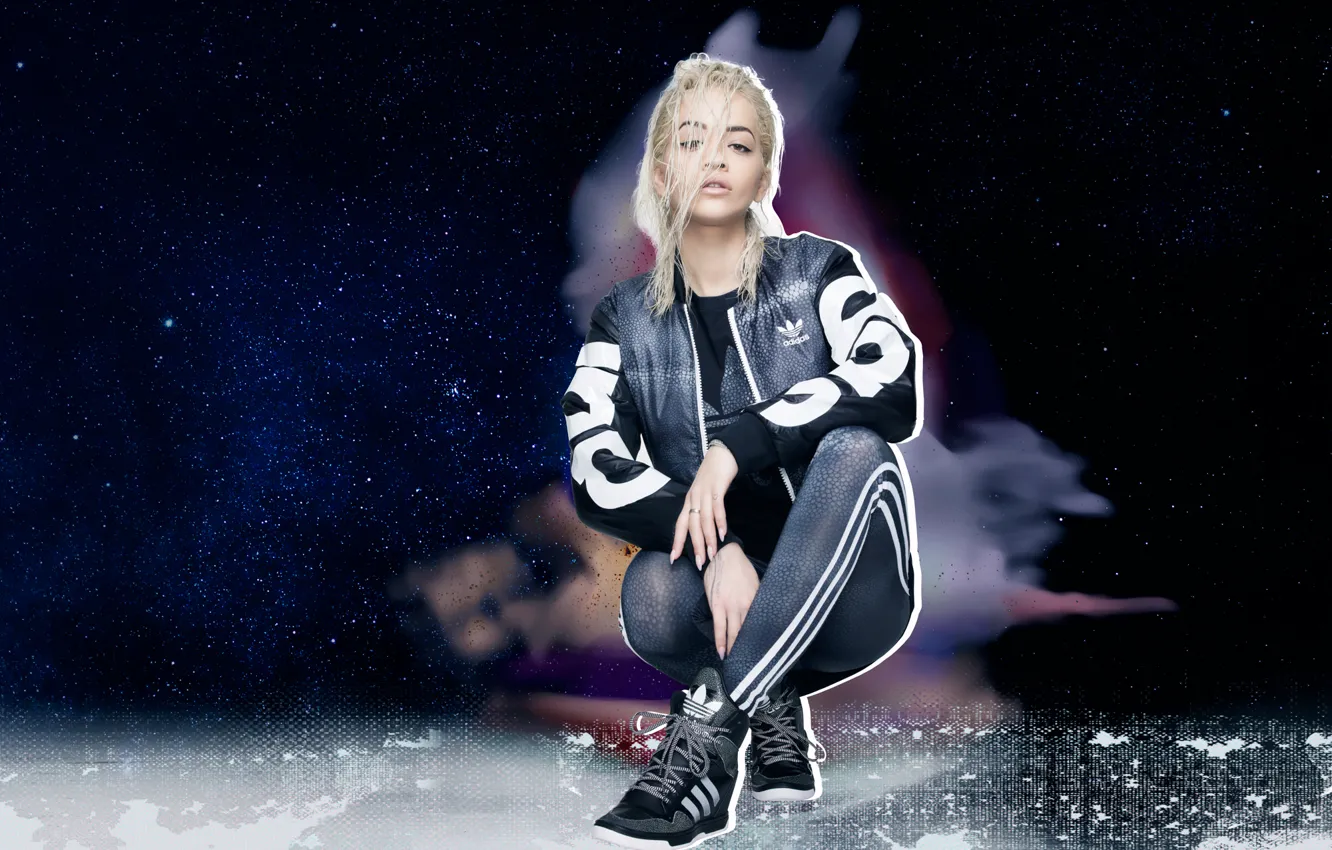 Фото обои одежда, блондинка, костюм, фотосессия, Adidas, бренд, Rita Ora, Рита Ора