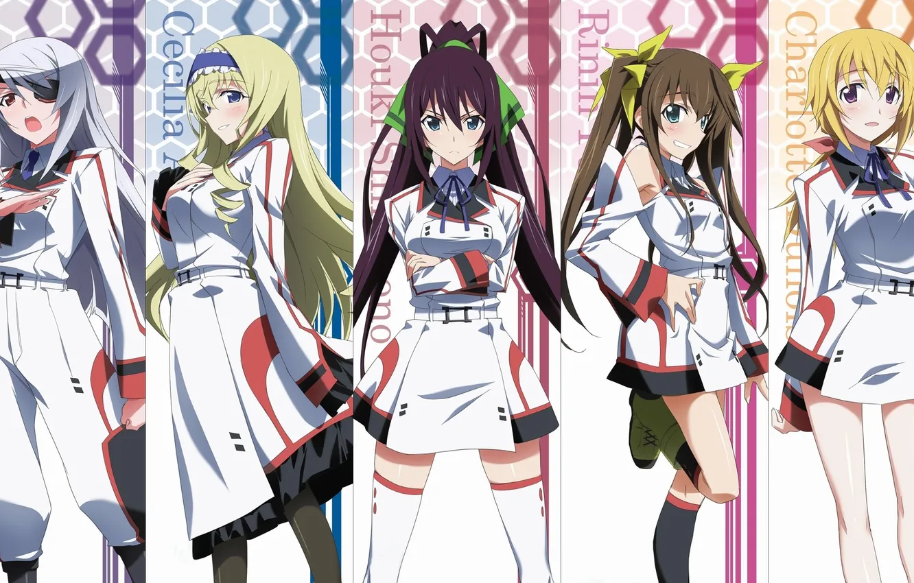 Фото обои Charles Dunois, Infinite Stratos, Lingyin Huang, Cecilia Alcott, Laura Bodewig, Shinonono Houki