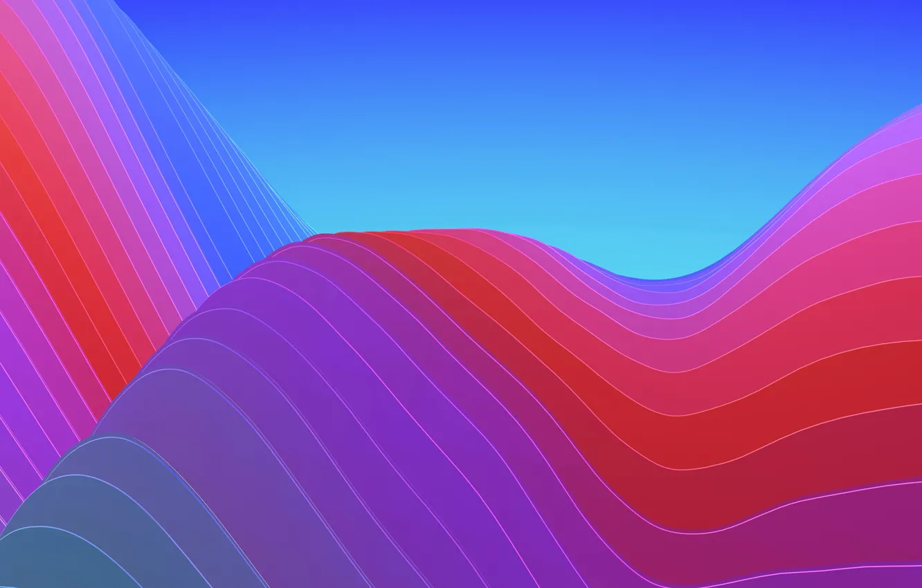 Фото обои линии, горы, краски, объем, слой