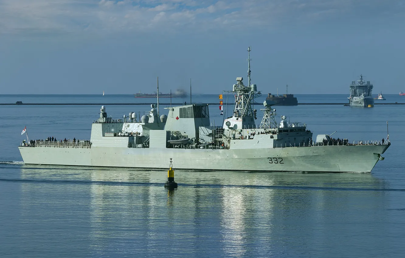 Фото обои фрегат, Королевский ВМФ Канады, HMCS Villi De Québec