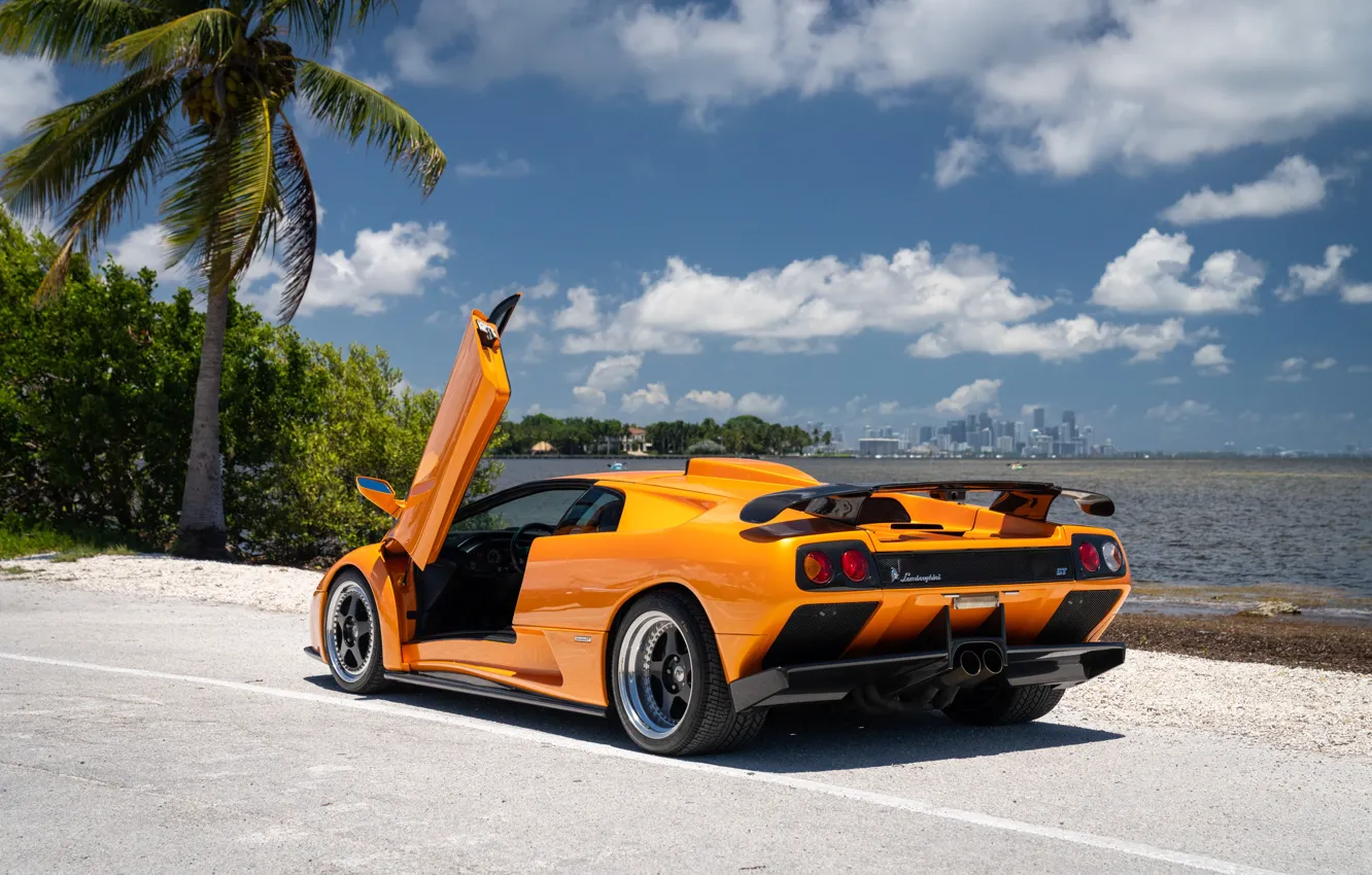 Фото обои оранжевый, Lamborghini, ламбо, Diablo, Lamborghini Diablo GT