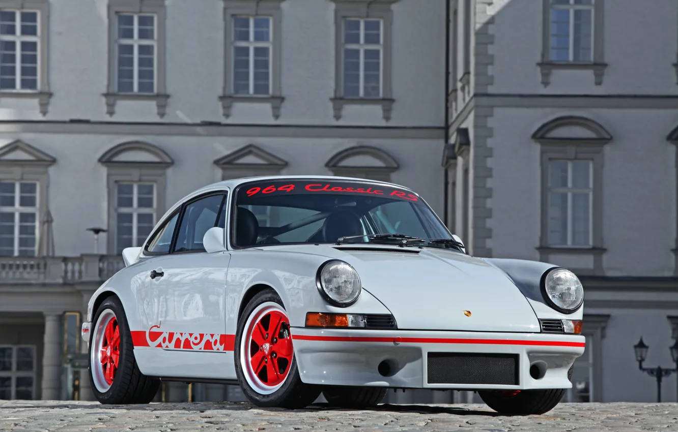 Фото обои Porsche 911, Front, Coupe, Grey, 964, Porshce, Red wheels, DP Motorsport