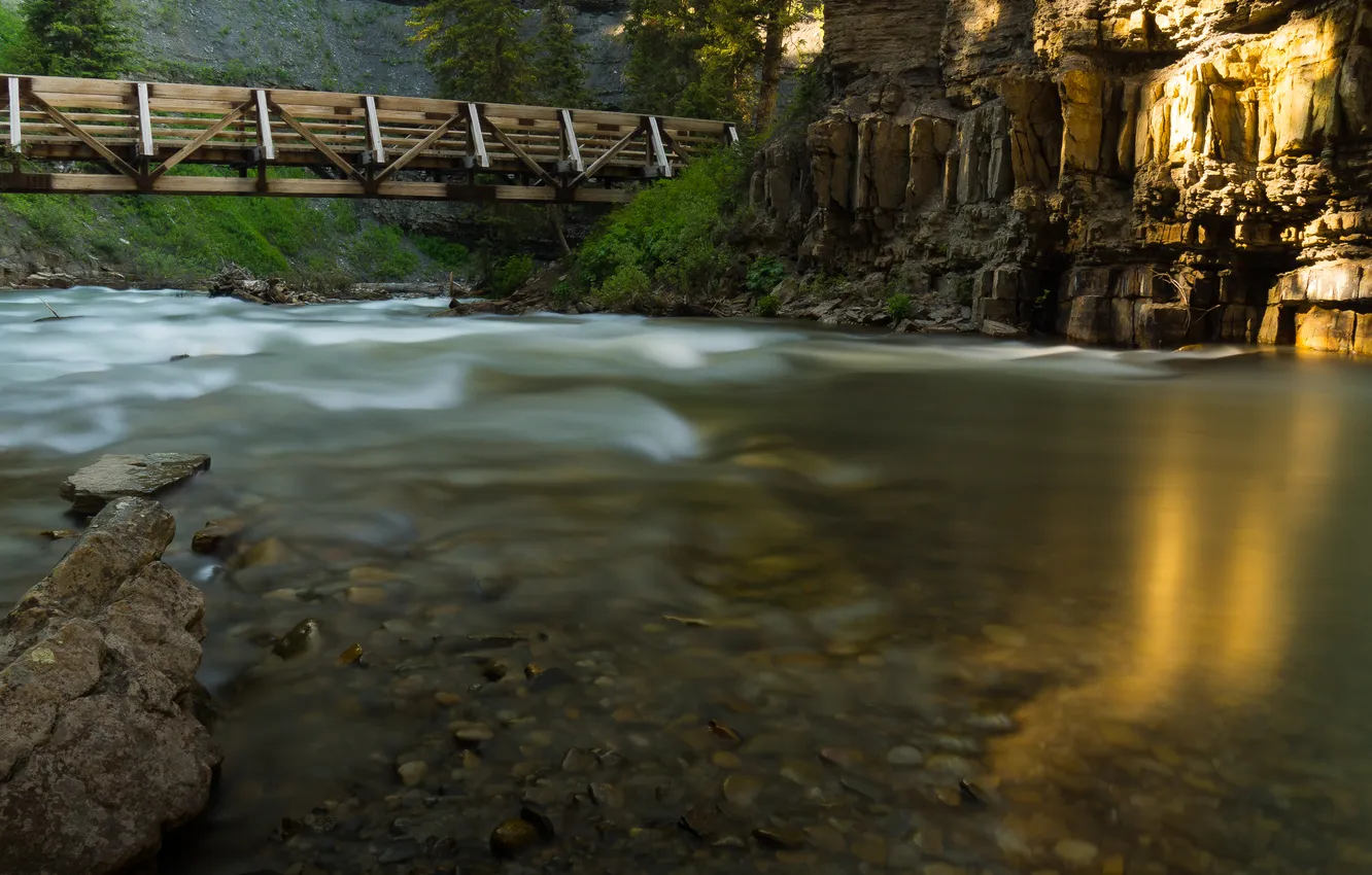 Фото обои вода, мост, Река